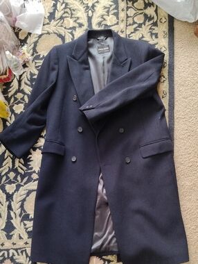 Pierre Cardin Men's Double-Breasted Dark Navy Pea Coat
